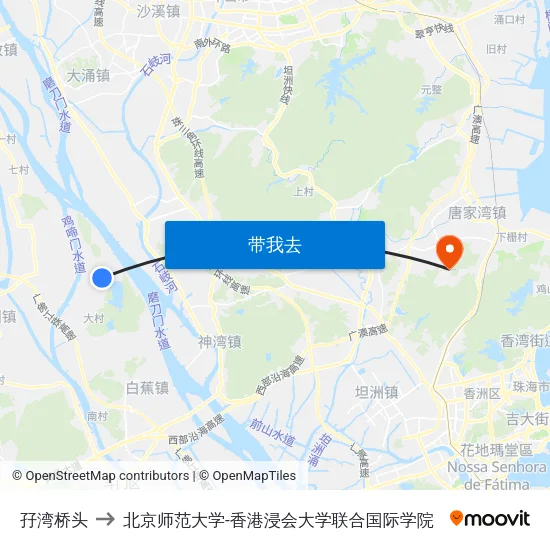 孖湾桥头 to 北京师范大学-香港浸会大学联合国际学院 map