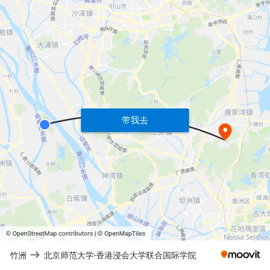竹洲 to 北京师范大学-香港浸会大学联合国际学院 map