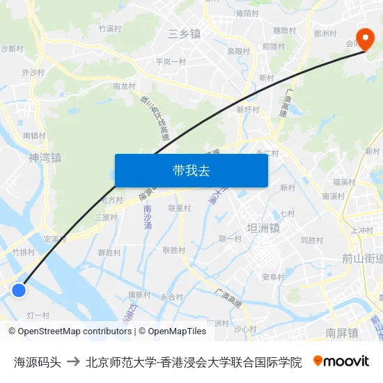 海源码头 to 北京师范大学-香港浸会大学联合国际学院 map