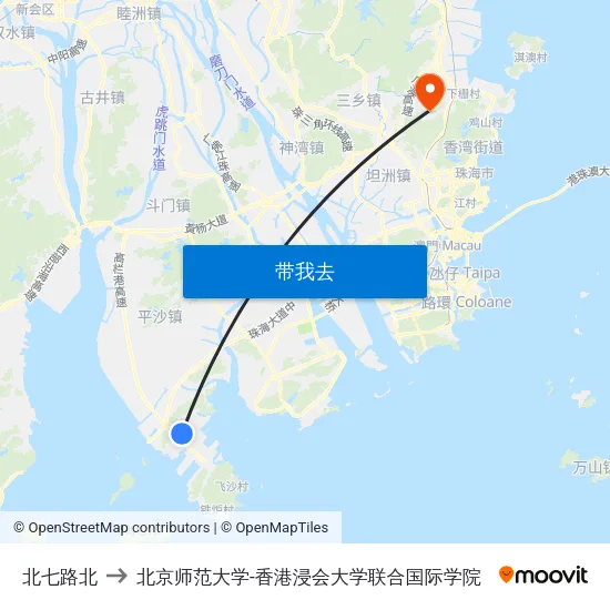 北七路北 to 北京师范大学-香港浸会大学联合国际学院 map