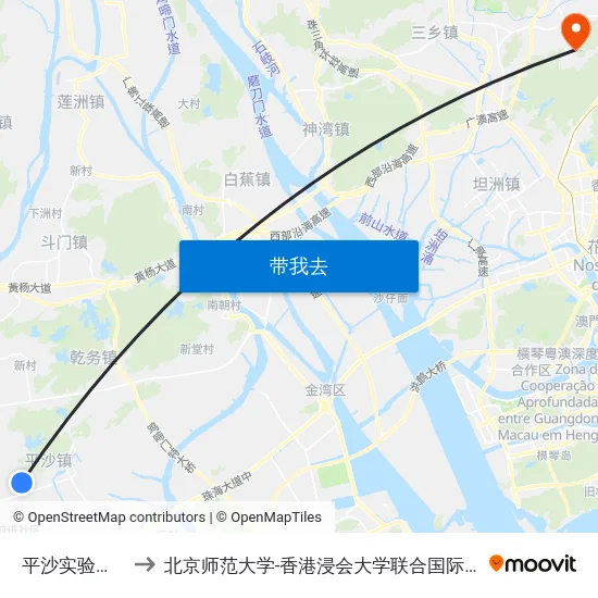 平沙实验小学 to 北京师范大学-香港浸会大学联合国际学院 map