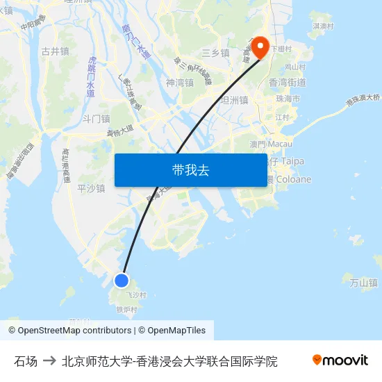 石场 to 北京师范大学-香港浸会大学联合国际学院 map