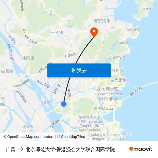 广昌 to 北京师范大学-香港浸会大学联合国际学院 map