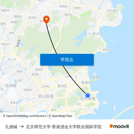 九洲城 to 北京师范大学-香港浸会大学联合国际学院 map