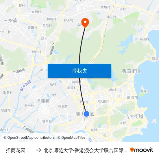 招商花园城南 to 北京师范大学-香港浸会大学联合国际学院 map