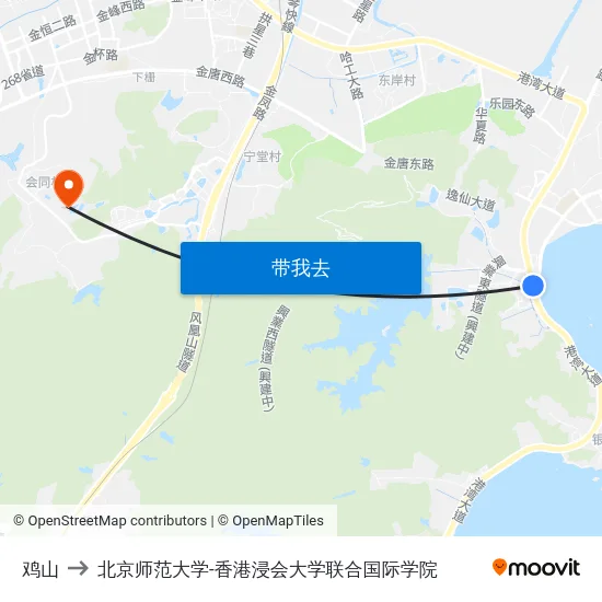 鸡山 to 北京师范大学-香港浸会大学联合国际学院 map