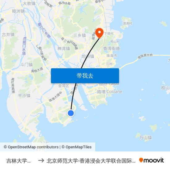 吉林大学南门 to 北京师范大学-香港浸会大学联合国际学院 map