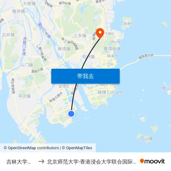 吉林大学南门 to 北京师范大学-香港浸会大学联合国际学院 map
