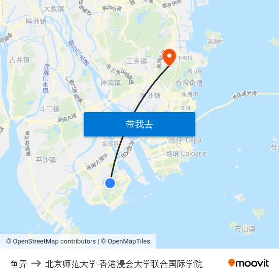 鱼弄 to 北京师范大学-香港浸会大学联合国际学院 map