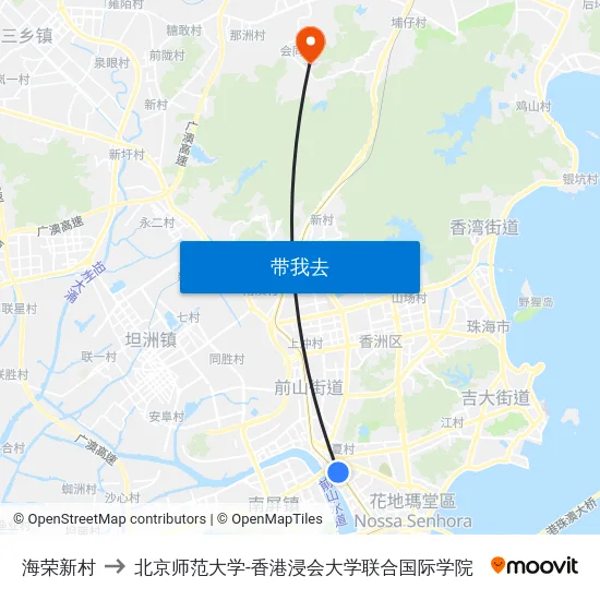 海荣新村 to 北京师范大学-香港浸会大学联合国际学院 map
