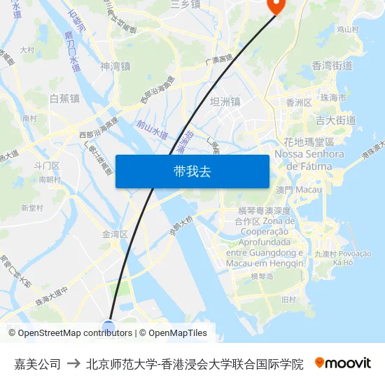 嘉美公司 to 北京师范大学-香港浸会大学联合国际学院 map