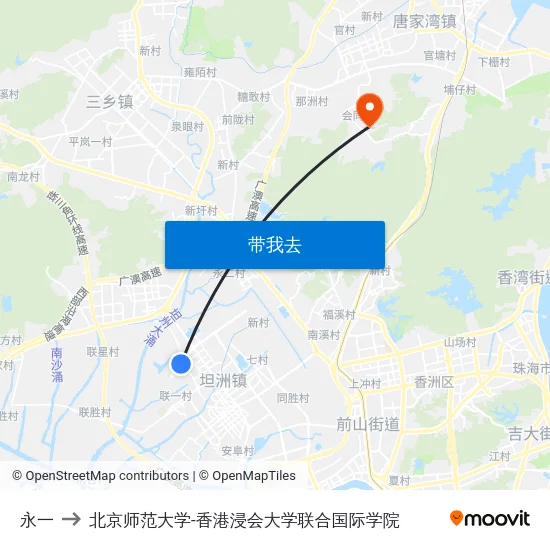 永一 to 北京师范大学-香港浸会大学联合国际学院 map