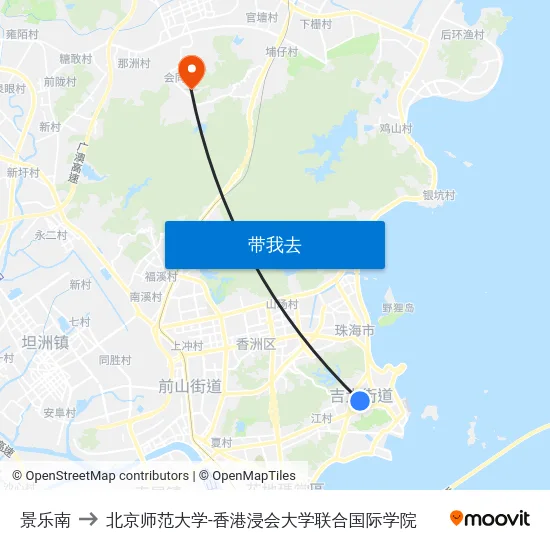 景乐南 to 北京师范大学-香港浸会大学联合国际学院 map