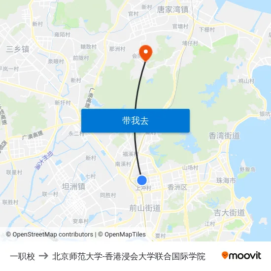 一职校 to 北京师范大学-香港浸会大学联合国际学院 map