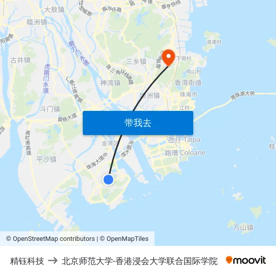 精钰科技 to 北京师范大学-香港浸会大学联合国际学院 map