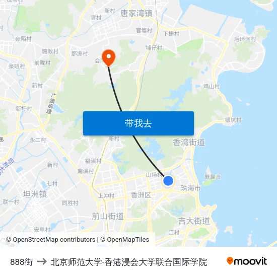 888街 to 北京师范大学-香港浸会大学联合国际学院 map