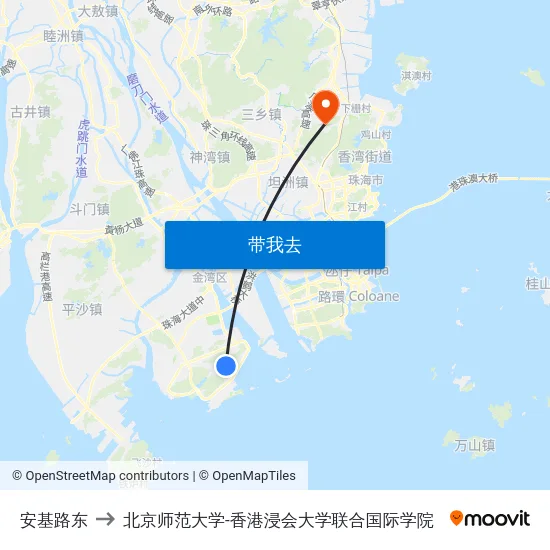 安基路东 to 北京师范大学-香港浸会大学联合国际学院 map
