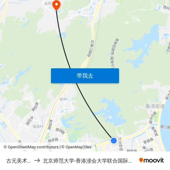 古元美术馆 to 北京师范大学-香港浸会大学联合国际学院 map