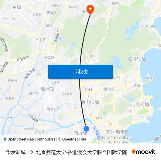 华发新城 to 北京师范大学-香港浸会大学联合国际学院 map