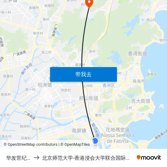 华发世纪城 to 北京师范大学-香港浸会大学联合国际学院 map
