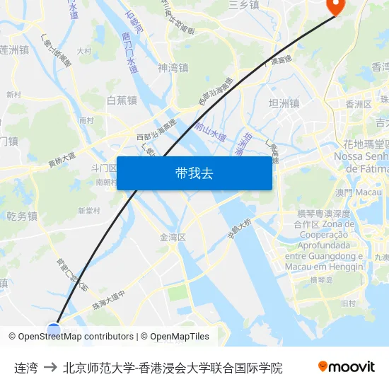 连湾 to 北京师范大学-香港浸会大学联合国际学院 map