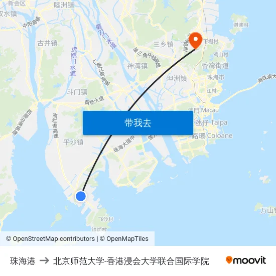 珠海港 to 北京师范大学-香港浸会大学联合国际学院 map