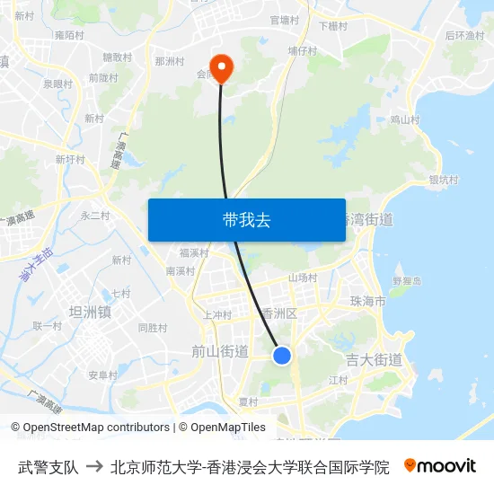武警支队 to 北京师范大学-香港浸会大学联合国际学院 map