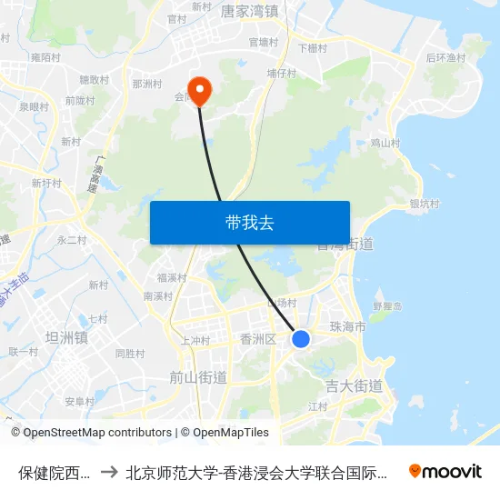 保健院西门 to 北京师范大学-香港浸会大学联合国际学院 map