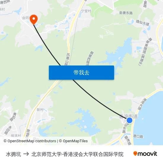 水拥坑 to 北京师范大学-香港浸会大学联合国际学院 map