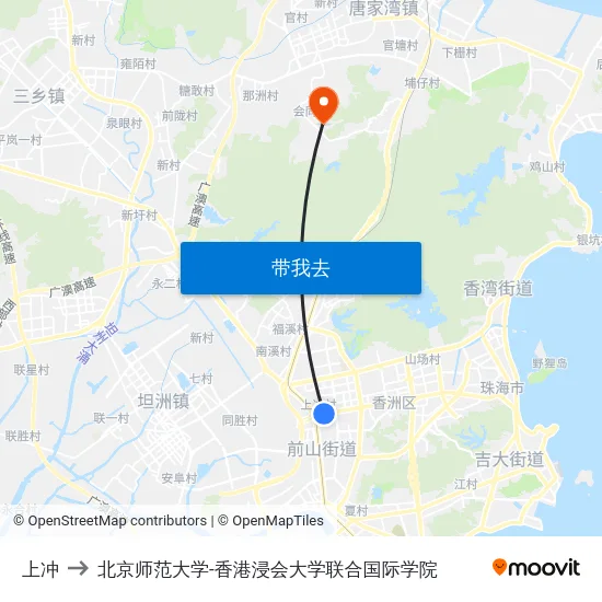 上冲 to 北京师范大学-香港浸会大学联合国际学院 map