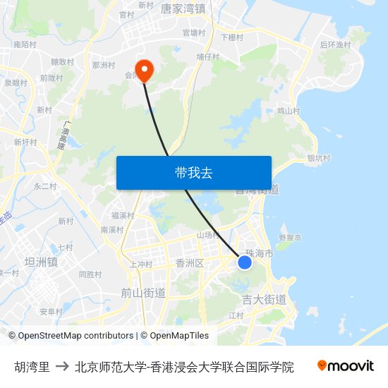 胡湾里 to 北京师范大学-香港浸会大学联合国际学院 map