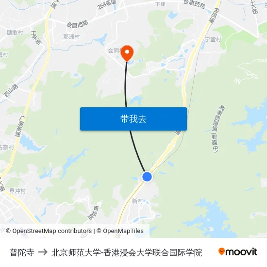 普陀寺 to 北京师范大学-香港浸会大学联合国际学院 map