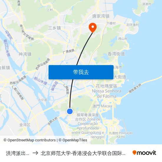 洪湾派出所 to 北京师范大学-香港浸会大学联合国际学院 map