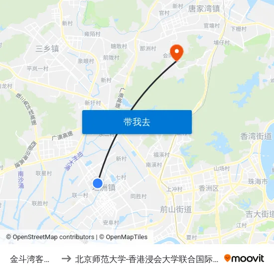 金斗湾客运站 to 北京师范大学-香港浸会大学联合国际学院 map