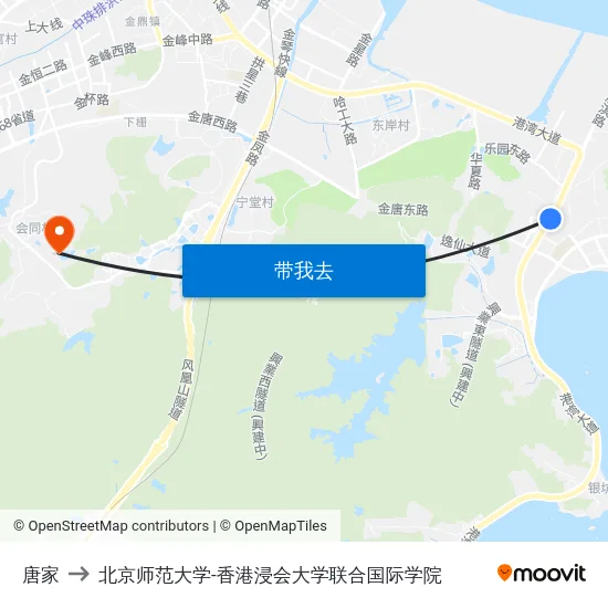 唐家 to 北京师范大学-香港浸会大学联合国际学院 map