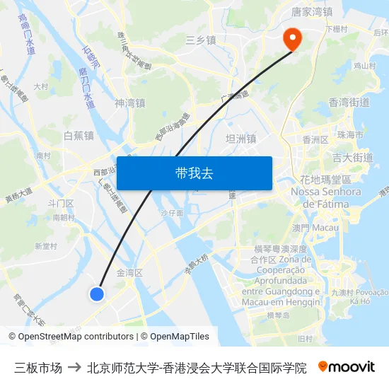 三板市场 to 北京师范大学-香港浸会大学联合国际学院 map