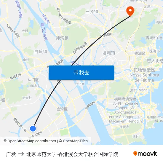 广发 to 北京师范大学-香港浸会大学联合国际学院 map