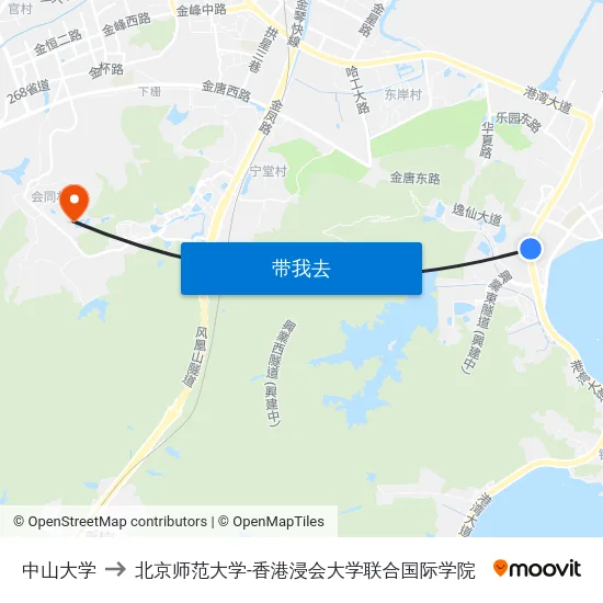 中山大学 to 北京师范大学-香港浸会大学联合国际学院 map