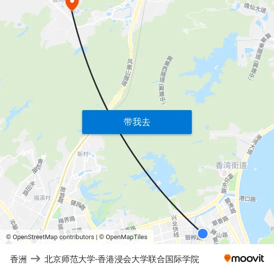 香洲 to 北京师范大学-香港浸会大学联合国际学院 map