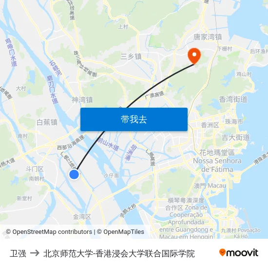 卫强 to 北京师范大学-香港浸会大学联合国际学院 map
