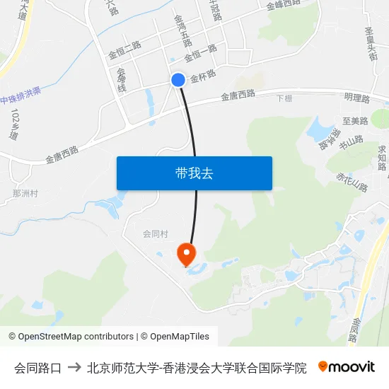 会同路口 to 北京师范大学-香港浸会大学联合国际学院 map