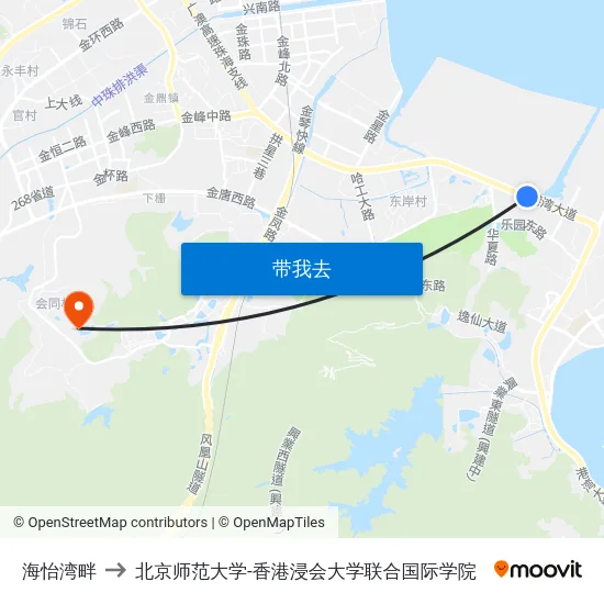 海怡湾畔 to 北京师范大学-香港浸会大学联合国际学院 map