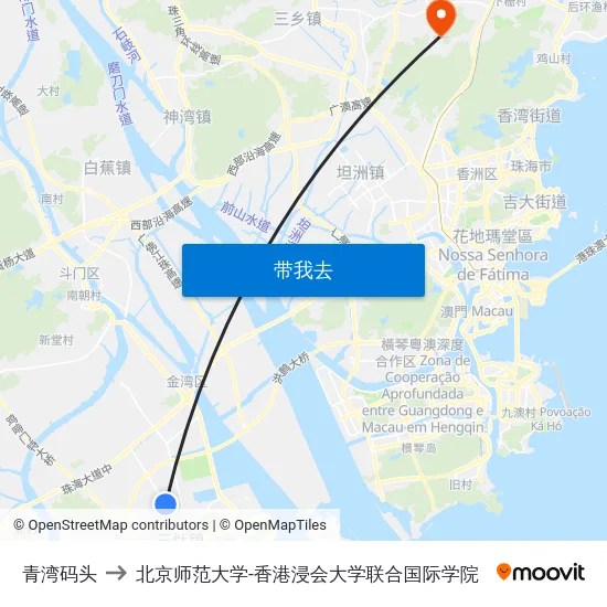 青湾码头 to 北京师范大学-香港浸会大学联合国际学院 map