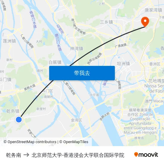 乾务南 to 北京师范大学-香港浸会大学联合国际学院 map