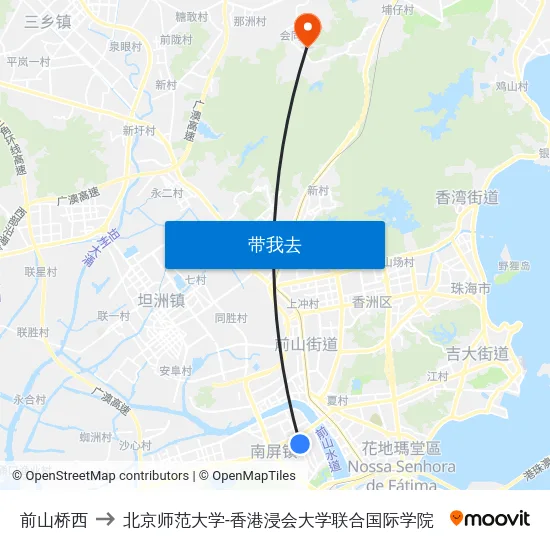 前山桥西 to 北京师范大学-香港浸会大学联合国际学院 map