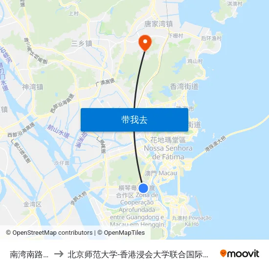 南湾南路南 to 北京师范大学-香港浸会大学联合国际学院 map