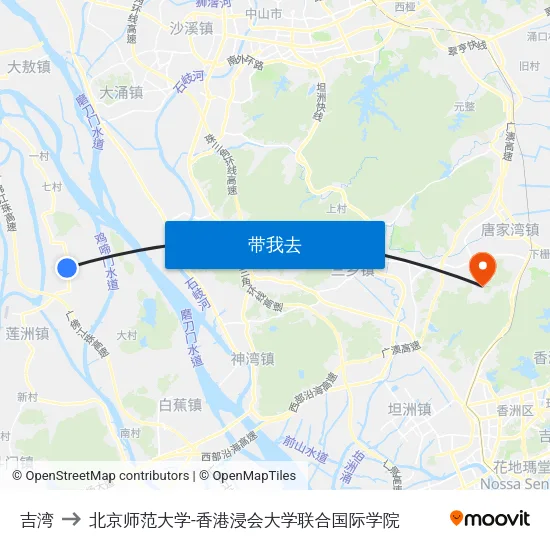 吉湾 to 北京师范大学-香港浸会大学联合国际学院 map