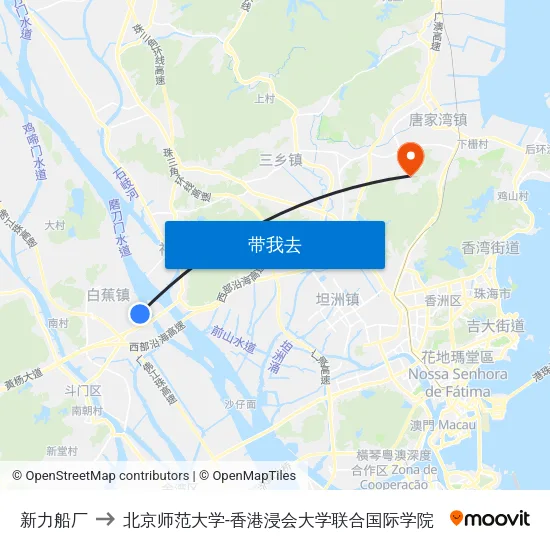 新力船厂 to 北京师范大学-香港浸会大学联合国际学院 map