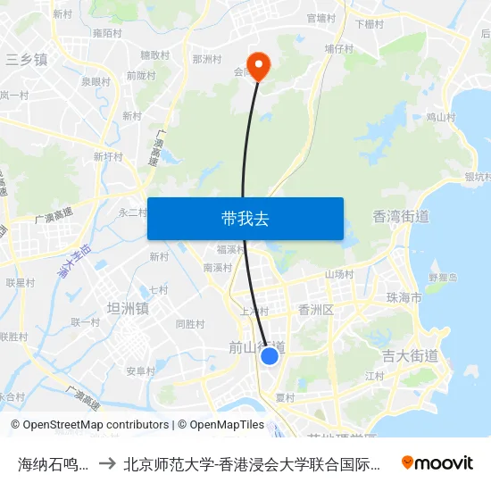 海纳石鸣苑 to 北京师范大学-香港浸会大学联合国际学院 map