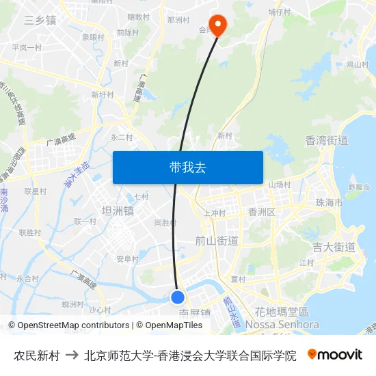 农民新村 to 北京师范大学-香港浸会大学联合国际学院 map